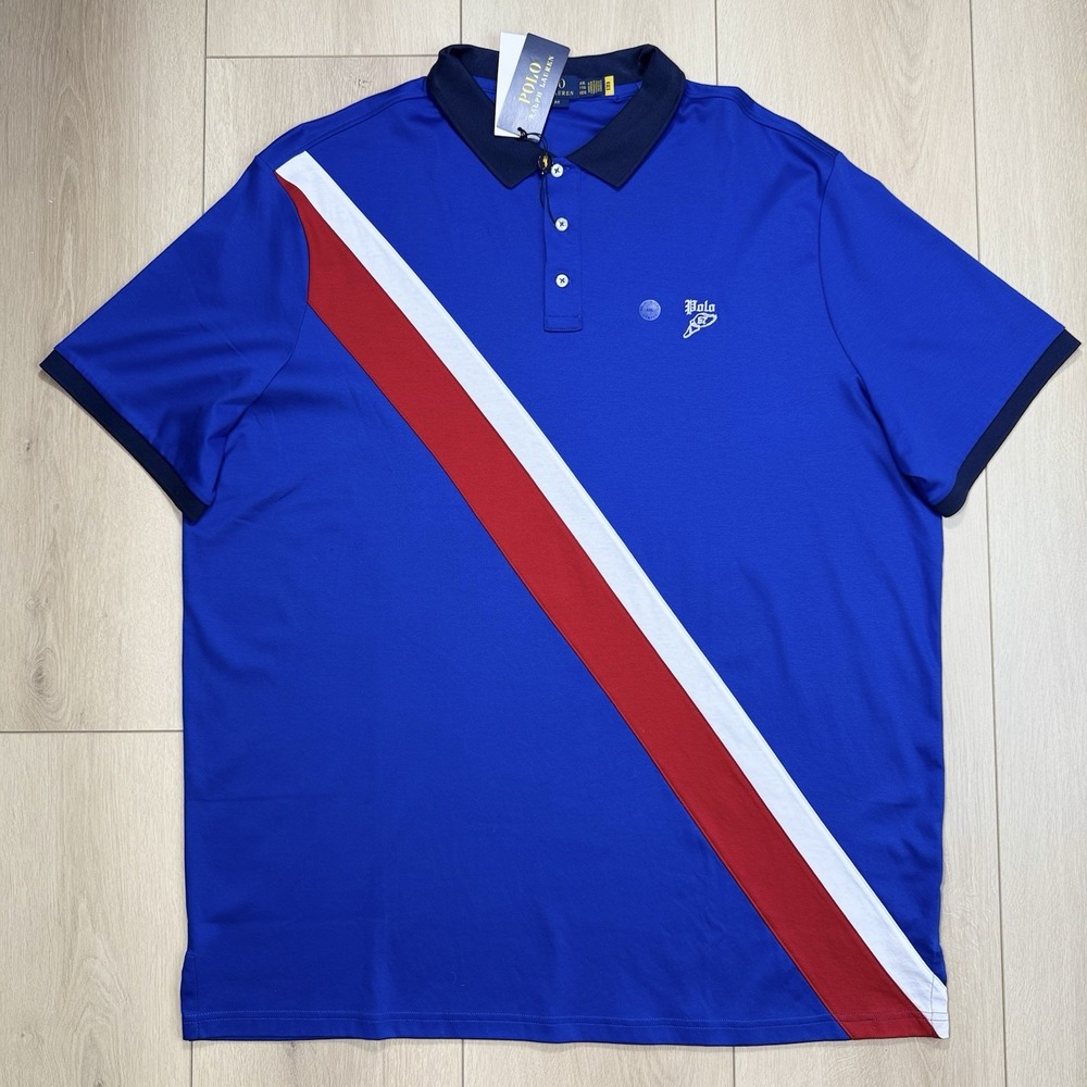 Polo Ralph Lauren Classic Fit Polo Shirt‎ Men's XXL Blue Colorblock NWT Cotton